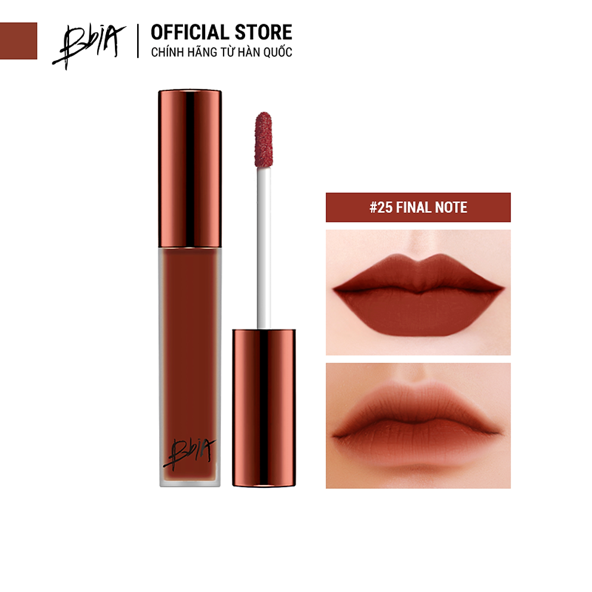 Son kem lì Bbia Last Velvet Lip Tint Version 5 #25 Final Note 5g màu đỏ nâu đất, chính hãng.