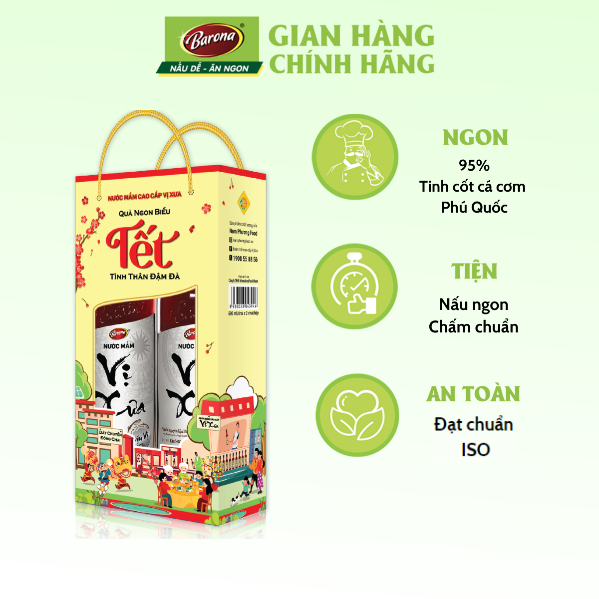 Hộp Xuân 2 chai Nước Mắm Phú Quốc Vị Xưa 20 độ đạm 500ml