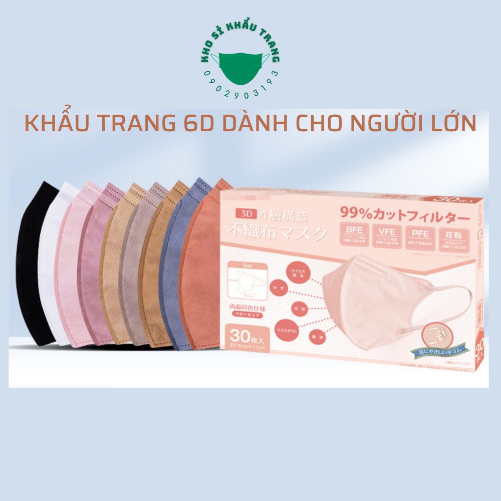 Túi 10 cái khẩu trang 6D nội địa Trung dành cho người lớn