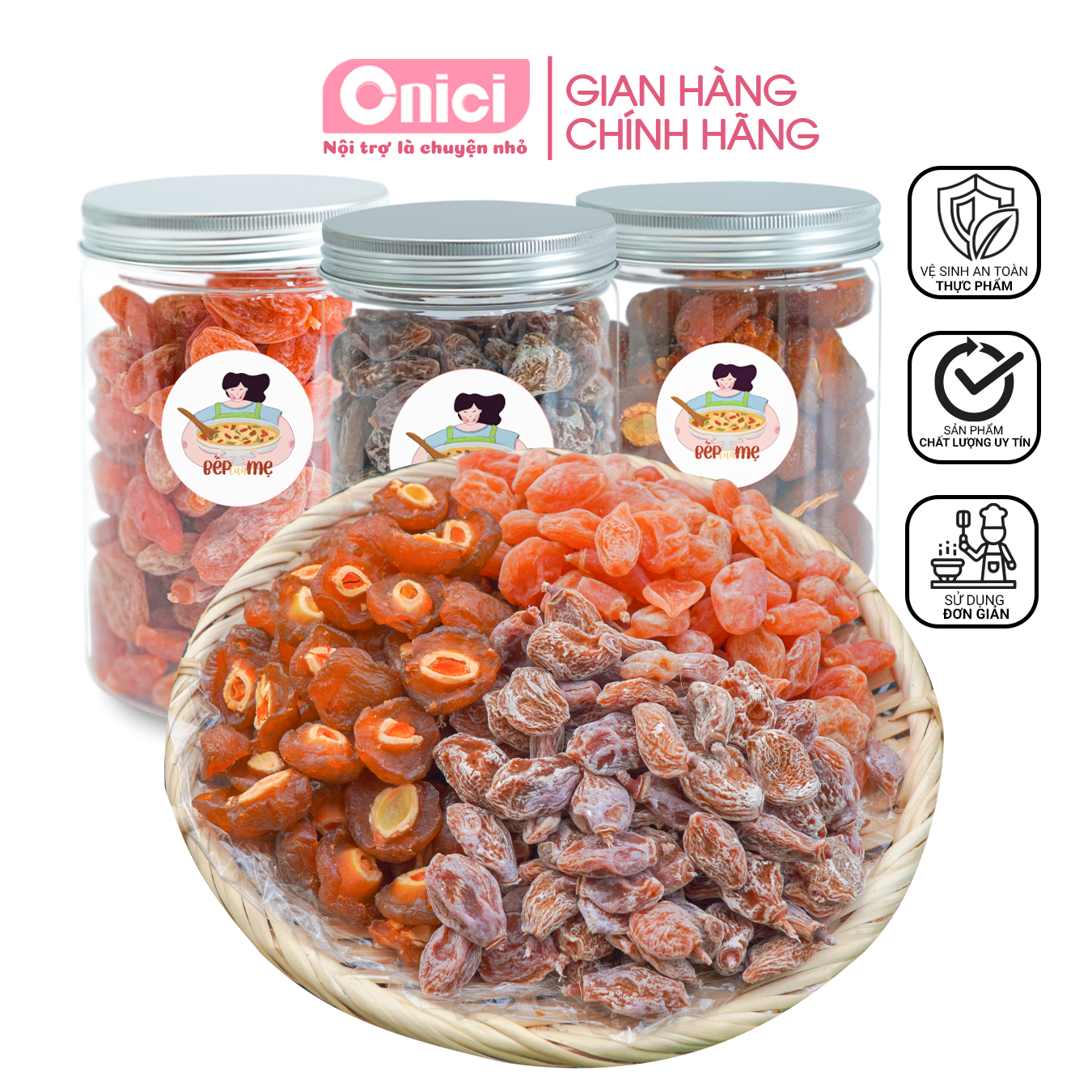 Combo 3 hủ xí muội đào - xí muội thịt - mứt đào chẻ bếp của mẹ onici