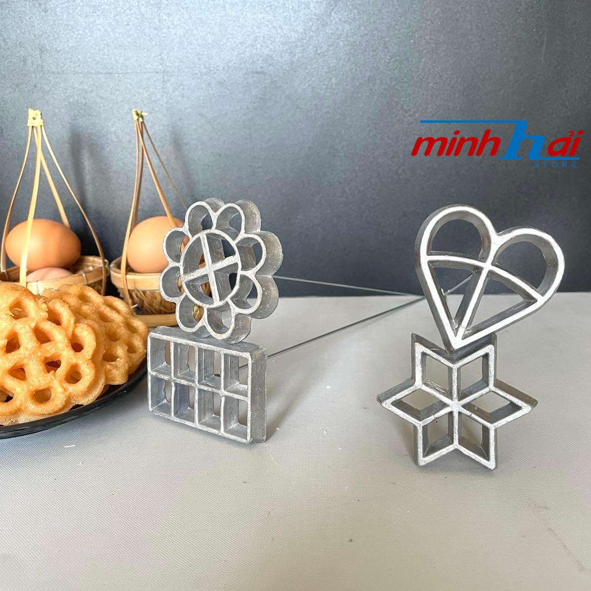Khuôn bánh nhúng hình Bông Mai, Ngôi sao, Trái tim và chữ nhật - Dụng cụ làm bánh nhung siêu nhanh và tiện lợi. khuôn bánh truyền thống
