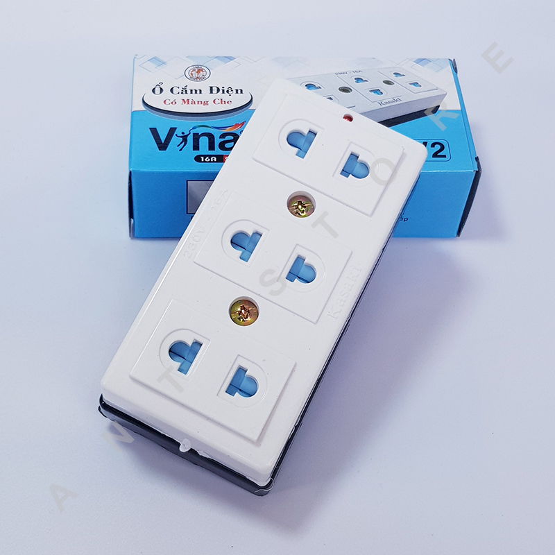 Ổ cắm điện 3 lỗ có màng che an toàn - vina
