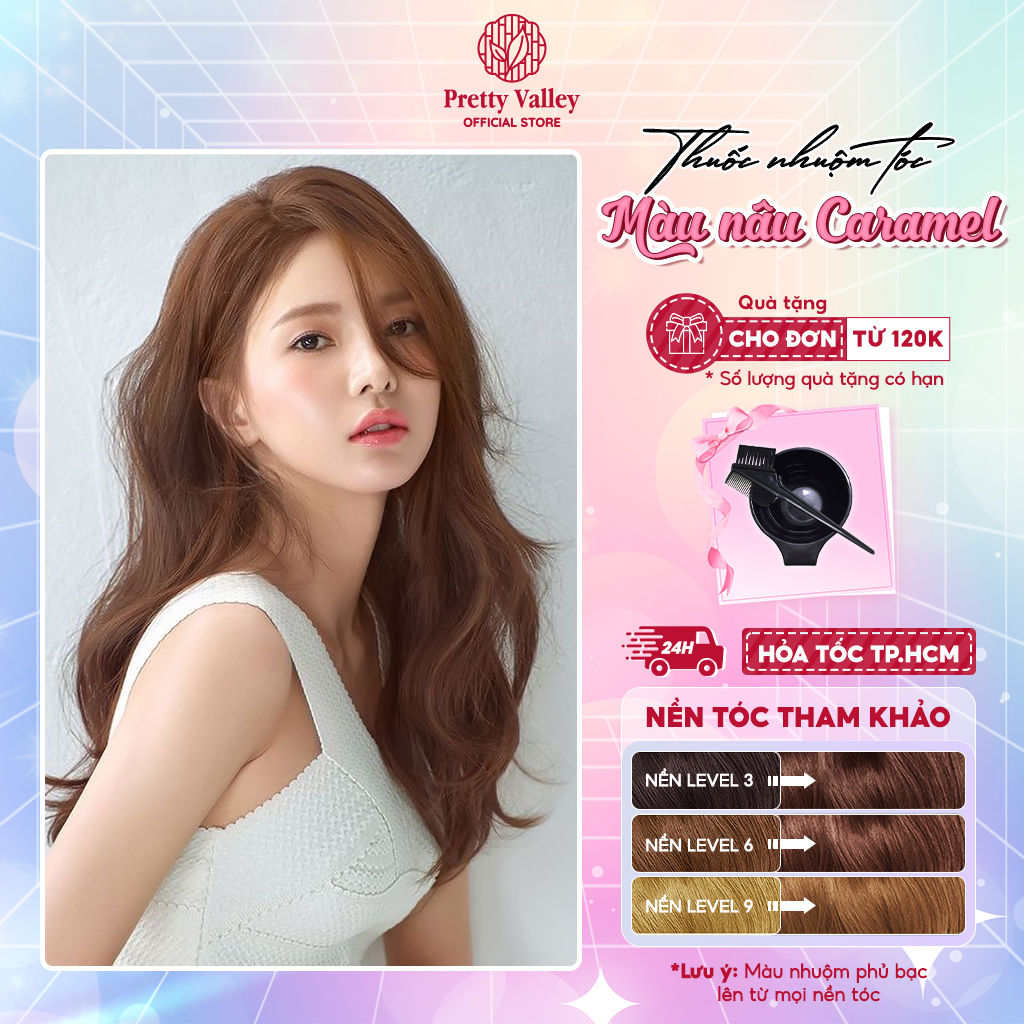 Thuốc nhuộm tóc, thuốc nhuộm màu NÂU CARAMEL Molokai siêu dưỡng - Pretty Valley Hair
