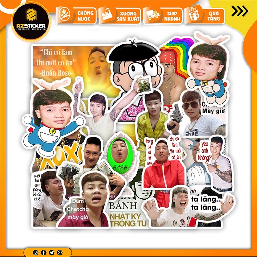 Sticker khá bảnh - huấn rose set sticker dán laptop dán sổ tay dán nón bảo hiểm dán xe máy