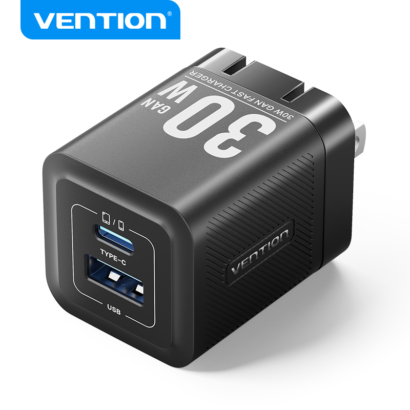 Vention Củ Sạc GaN 30W 2 Cổng (Type-C & USB-A) - Sạc Nhanh PD PPS QC4.0 cho iPhone 16/15/14/13/12, S