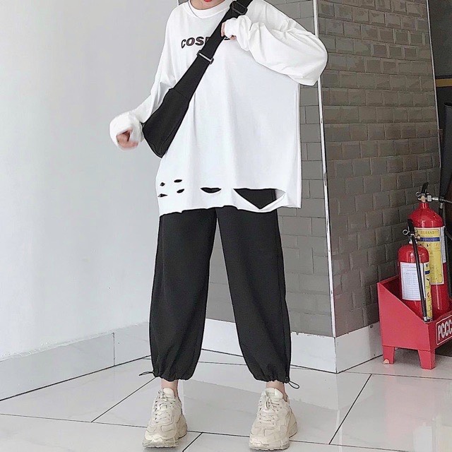 💖mới về💖 ngon bổ rẻ đẳng cấp set áo thun cos mix quần rút eo phom rộng unisex / set áo jogger sweater ulzzang