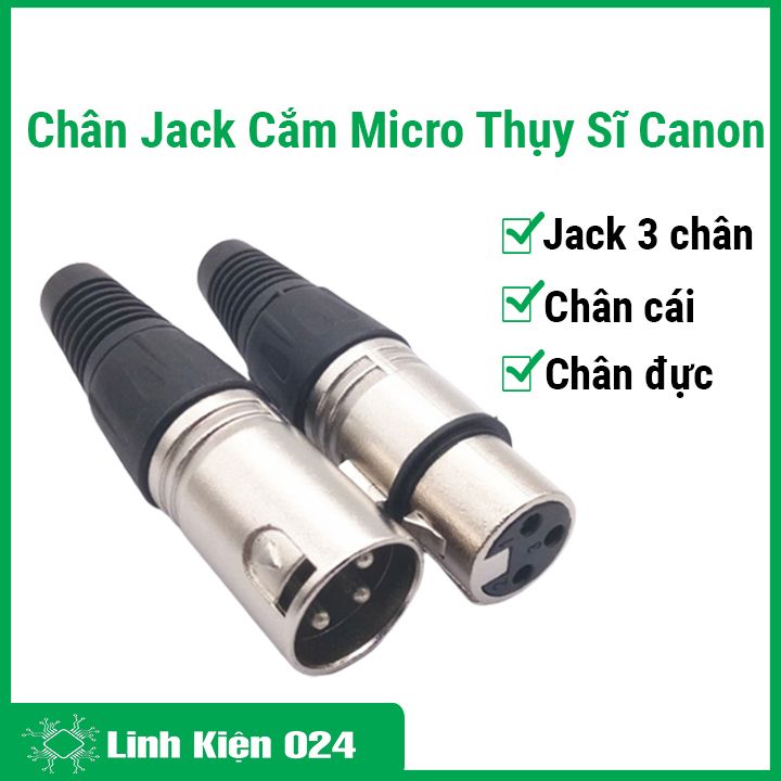 Chân Jack cắm micro Thụy Sĩ Canon ba lõi XLR Canon 3 chân loại giắc đực/cái