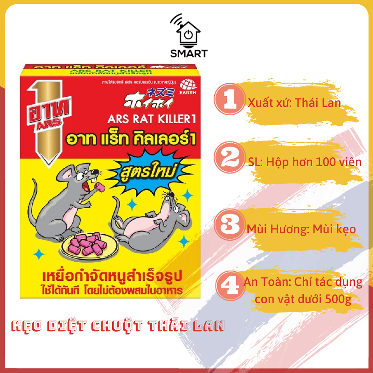 Kẹo diệt chuột ars rat killer thái lan 80gr