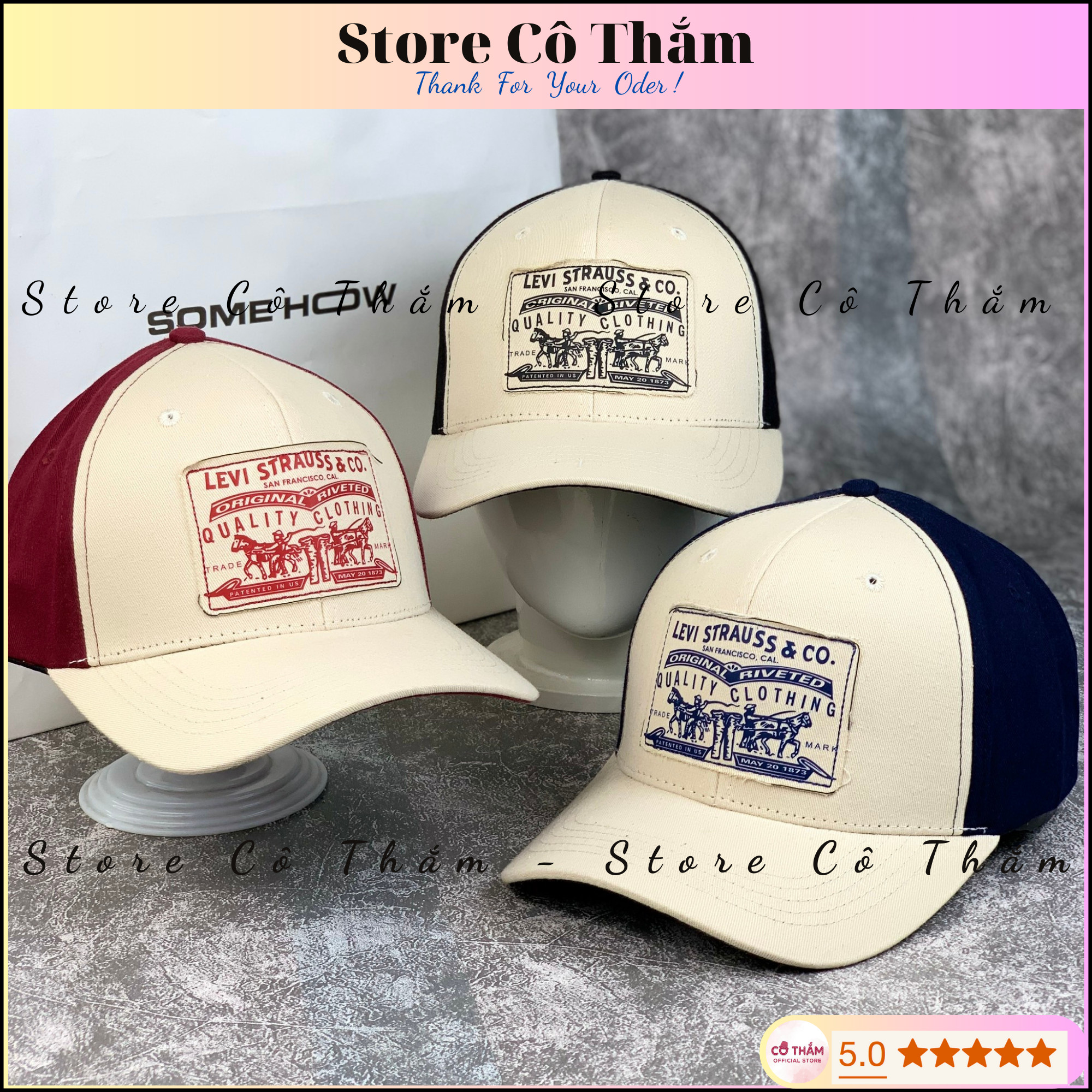 NÓN KẾT VÁ LOGO LEVII PHỐI MÀU, MŨ LƯỠI TRAI CHẤT KAKI DÀY THÊU CAO CẤP UNISEX FORM NAM NỮ - STORE CÔ THẮM