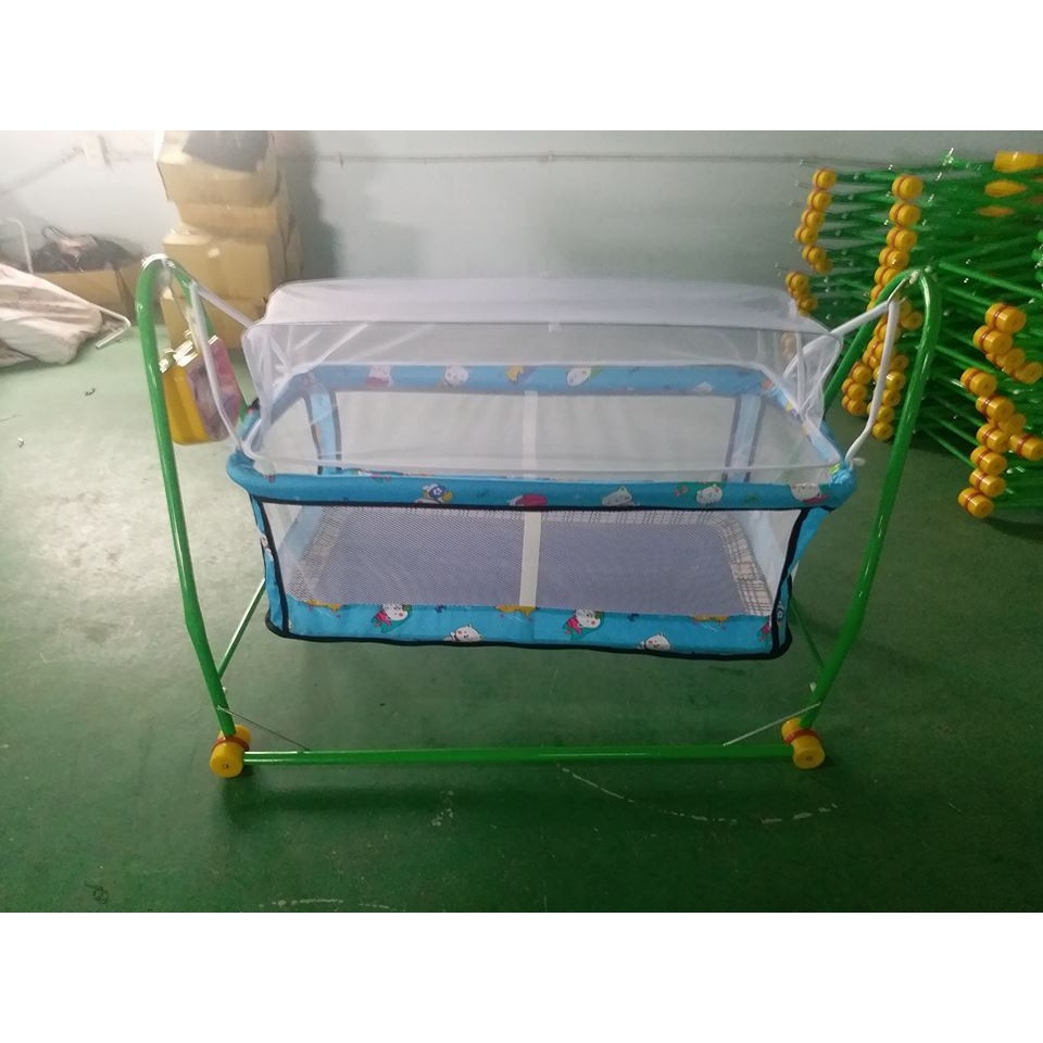 (Sale sốc) Nôi Điện cho bé vừa làm nôi vừa làm võng tặng kèm 02 dây curoa và  màn võng chống muỗi cho bé