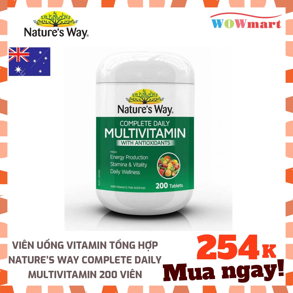 Viên uống Vitamin tổng hợp Nature’s Way Complete Daily Multivitamin 200 Viên - [ÚC]
