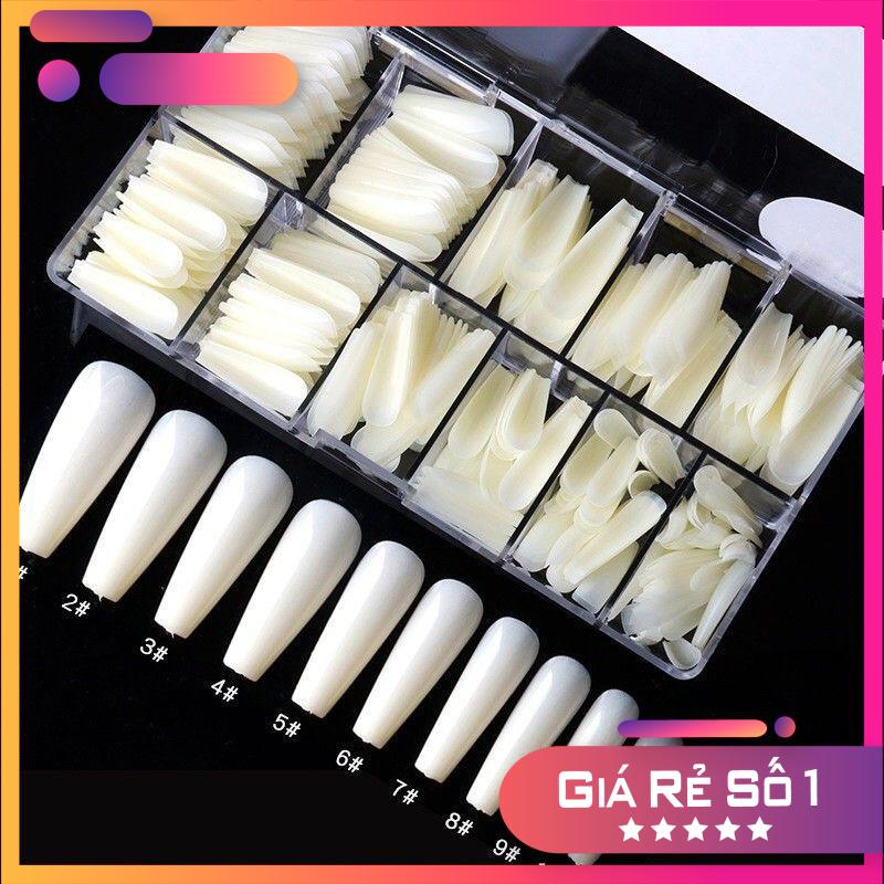 Móng úp HSM phom thang trơn , hộp 500 móng trang trí móng làm nail