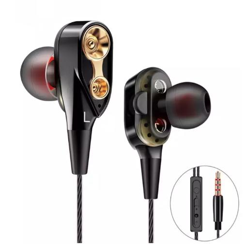 To.pk có dây tai nghe chụp tai cho điện thoại dual driver hifi stereo tai nghe nhét tai 3.5mm thể thao tai nghe có micro tai nghe nhét tai