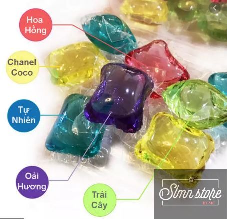 Hộp 30 viên nước giặt xả quần áo nhiều hương thơm. LD4-Viengiatxa