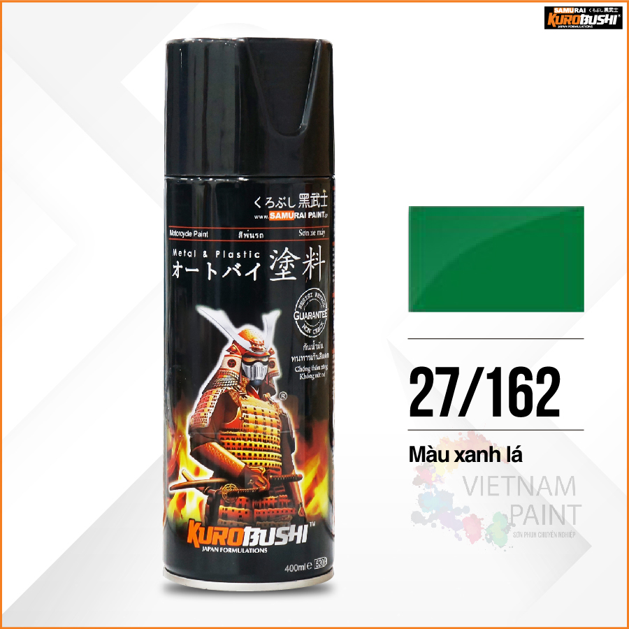 Sơn xịt samurai kurobushi - màu xanh lá 162 chuyên dùng cho xe máy
