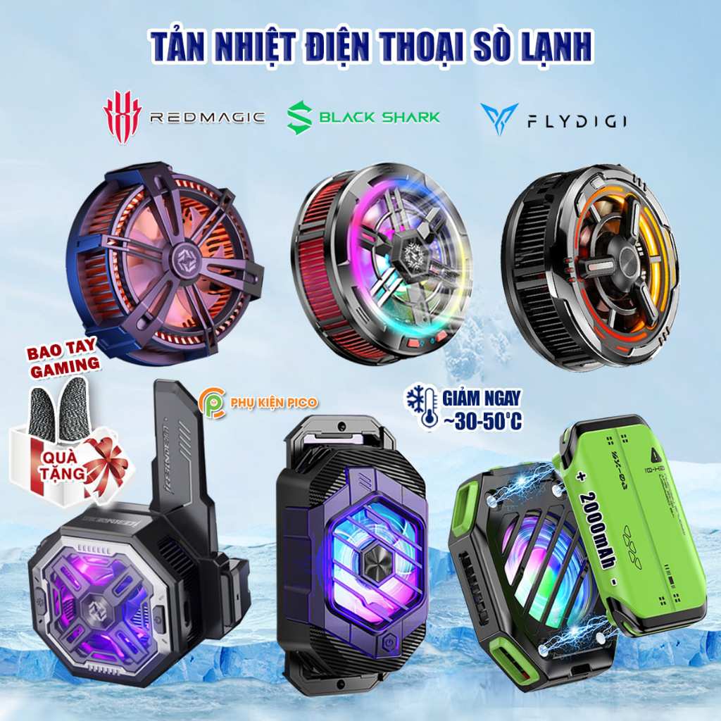 Quạt tản nhiệt điện thoại sò lạnh DL05 / DL10 / X111 / X65 / X60 Ultra / X29 / X12 Pro Max / S3 / S26 / Funcooler 3 / X100 / X15 Pro Max màn hình led đo nhiệt độ và đèn RGB gaming