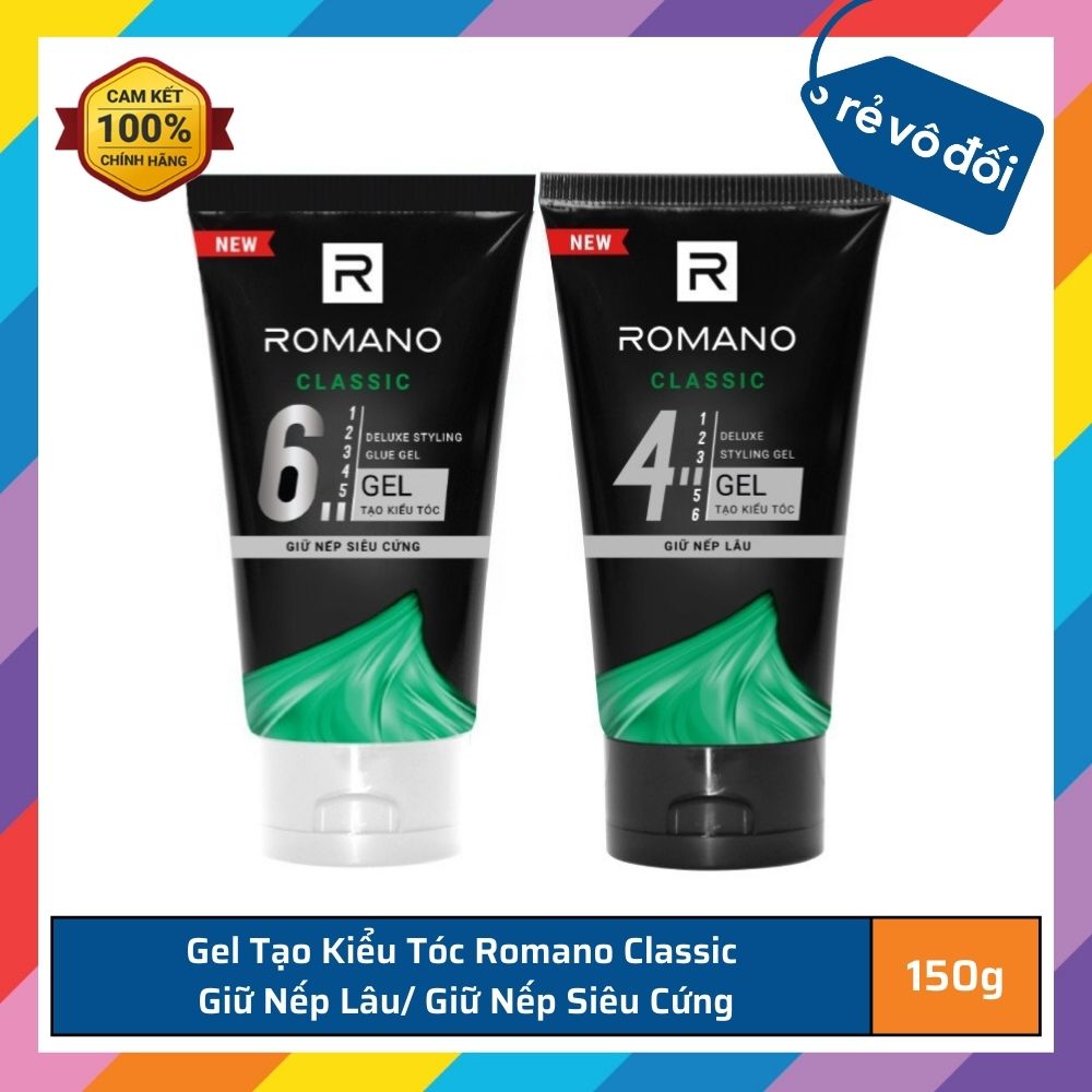 Gel vuốt tóc Romano Classic giữ nếp lâu và giữ nếp siêu cứng 150g