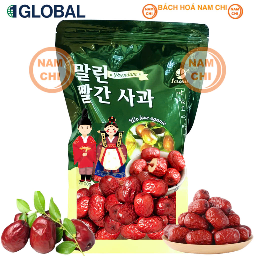 [TÚI XANH] Táo Đỏ Sấy Khô Hàn Quốc GLOBAL 500G Thơm Ngon Dẻo Ngọt - Hàng Nhập Khẩu