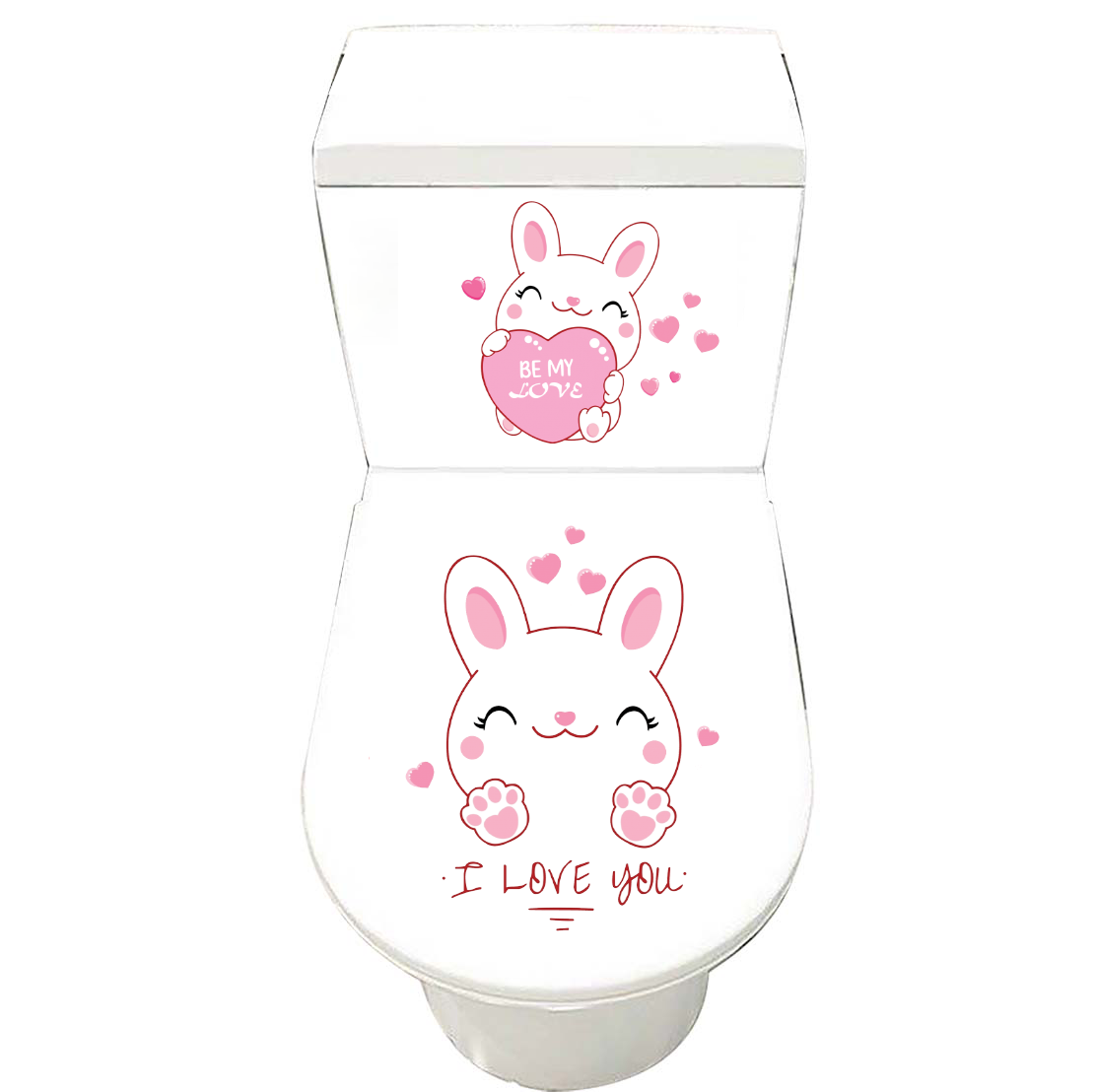 Decal dán toilet thỏ hồng đáng iu - trang trí nhà cửa - thuthaodecor