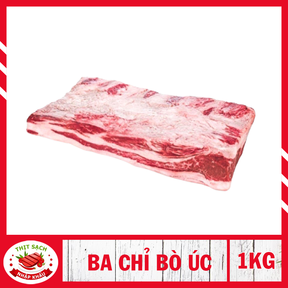 [ HỎA TỐC  2H - HCM ] Ba rọi bò Úc nhập khẩu - ( 1kg ) Ba chỉ bò nguyên tảng chuyên dùng cho BBQ