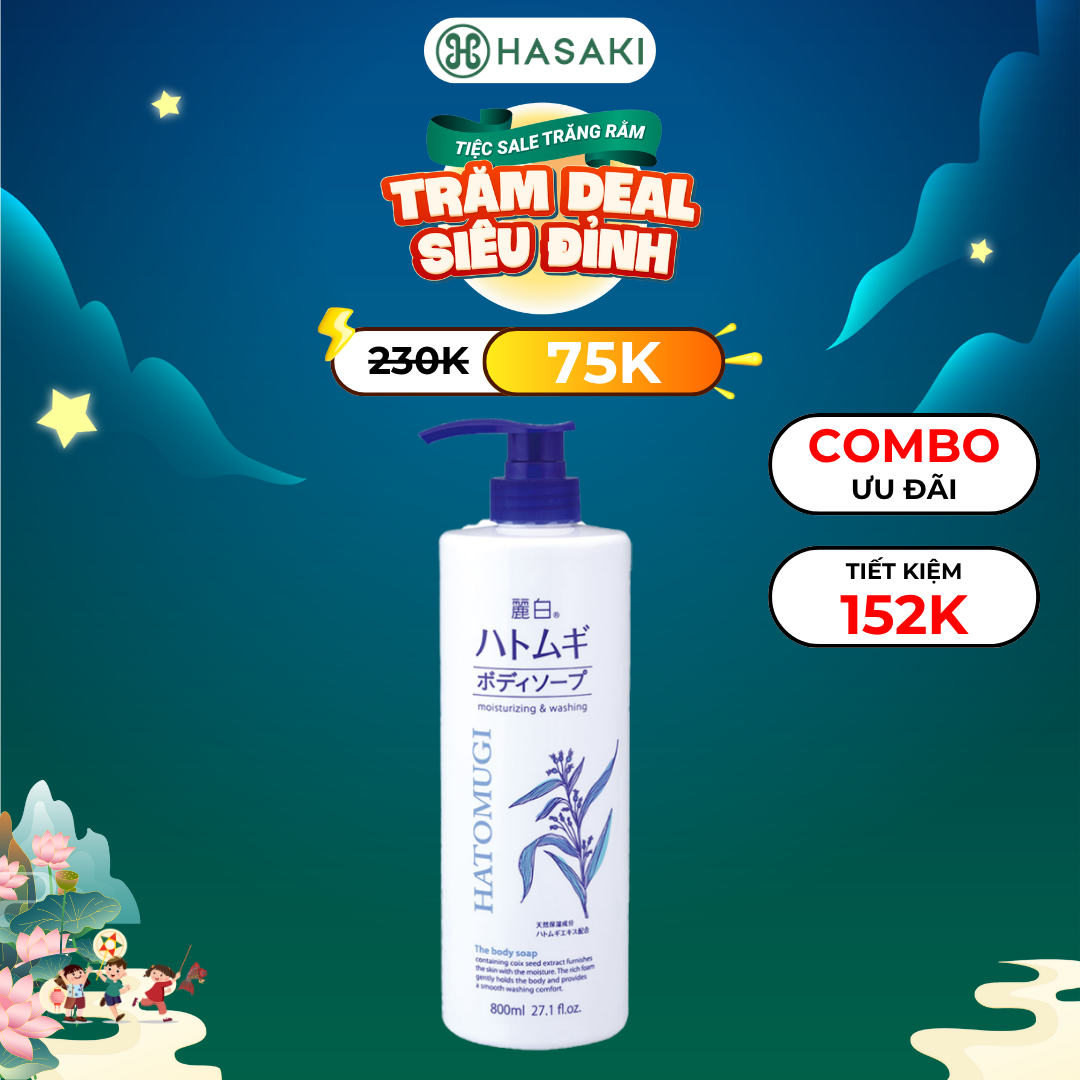 [SIÊU GIẢM GIÁ] Sữa Tắm Hatomugi Dưỡng Ẩm Chiết Xuất Ý Dĩ 800ml Moisturizing & Washing The Body Soap Hasaki Sản Phẩm Chính Hãng