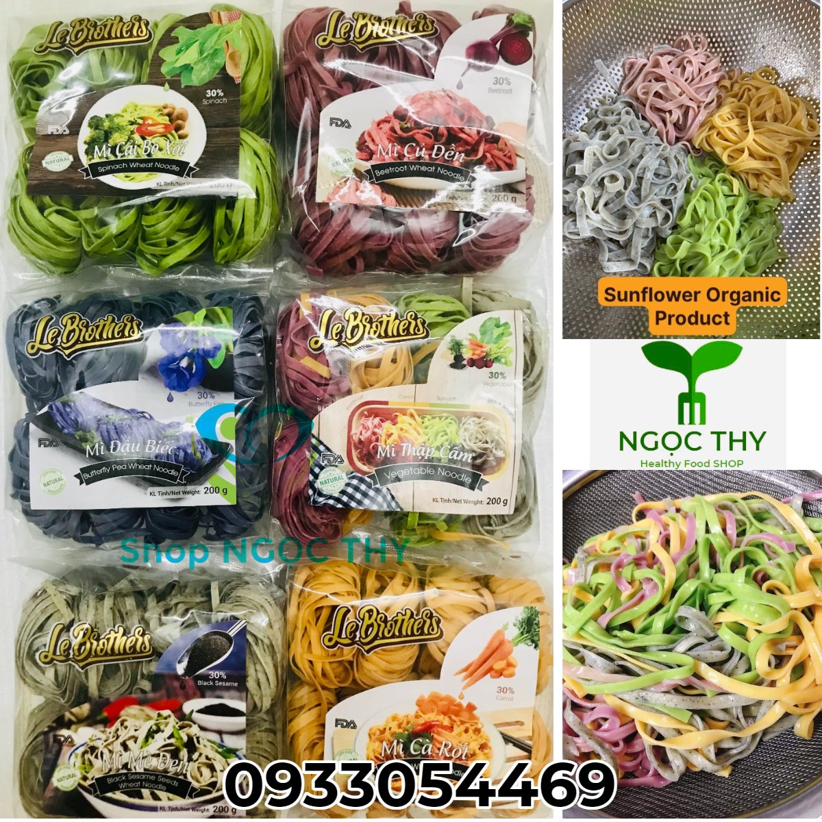 Mì rau củ bản to le brothers gói 200gr, mì duy anh 8 vắt