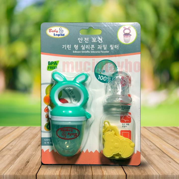 Túi nhai ăn dặm chống hóc Baby Legend Hàn Quốc 3 núm nhai silicon S M L