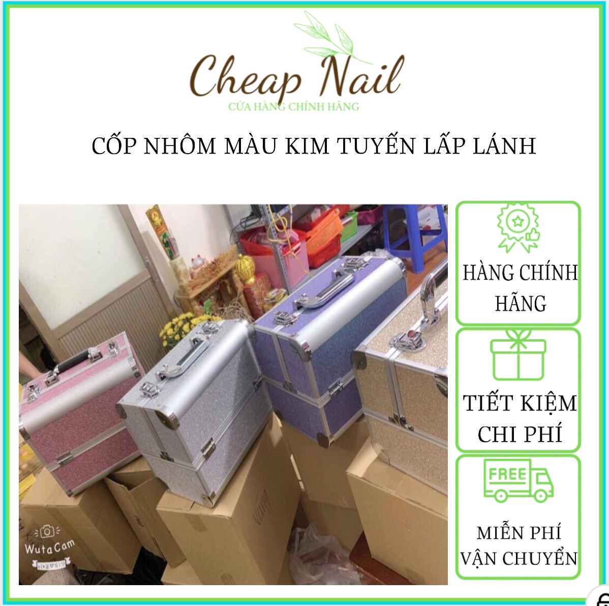 Cốp đựng đồ trang điểm, cốp đồ nail, cốp đồ phun xăm 2 tầng 4 khay chuyên dụng