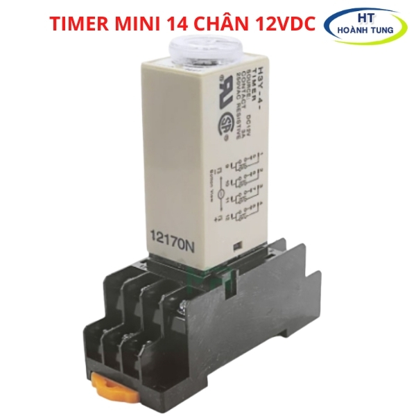 Timer mini hẹn giờ H3Y-4 relay thời gian, công tắc hẹn giờ tự động 14 chân điện áp 12VDC tặng kèm chân đế PYF14A
