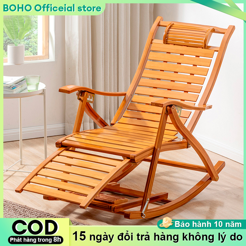  BOHO Ghế Tre bập bênh thư giãn Ghế bập bênh ghế tre thư giãn chất liệu tre tự nhiên gấp gọn tiện lợi Ghế mây bập bênh bảo hành 36 tháng 