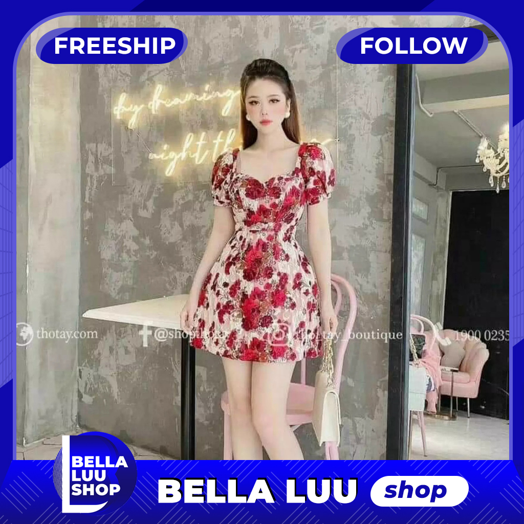 Đầm nữ, Đầm Hoa Tay Phồng ( Có Mút ) Sang Trọng, Trẻ Trung, Xinh Xắn, Màu Y Hình Phù Hợp Thời Trang Với Bella Luu Shop