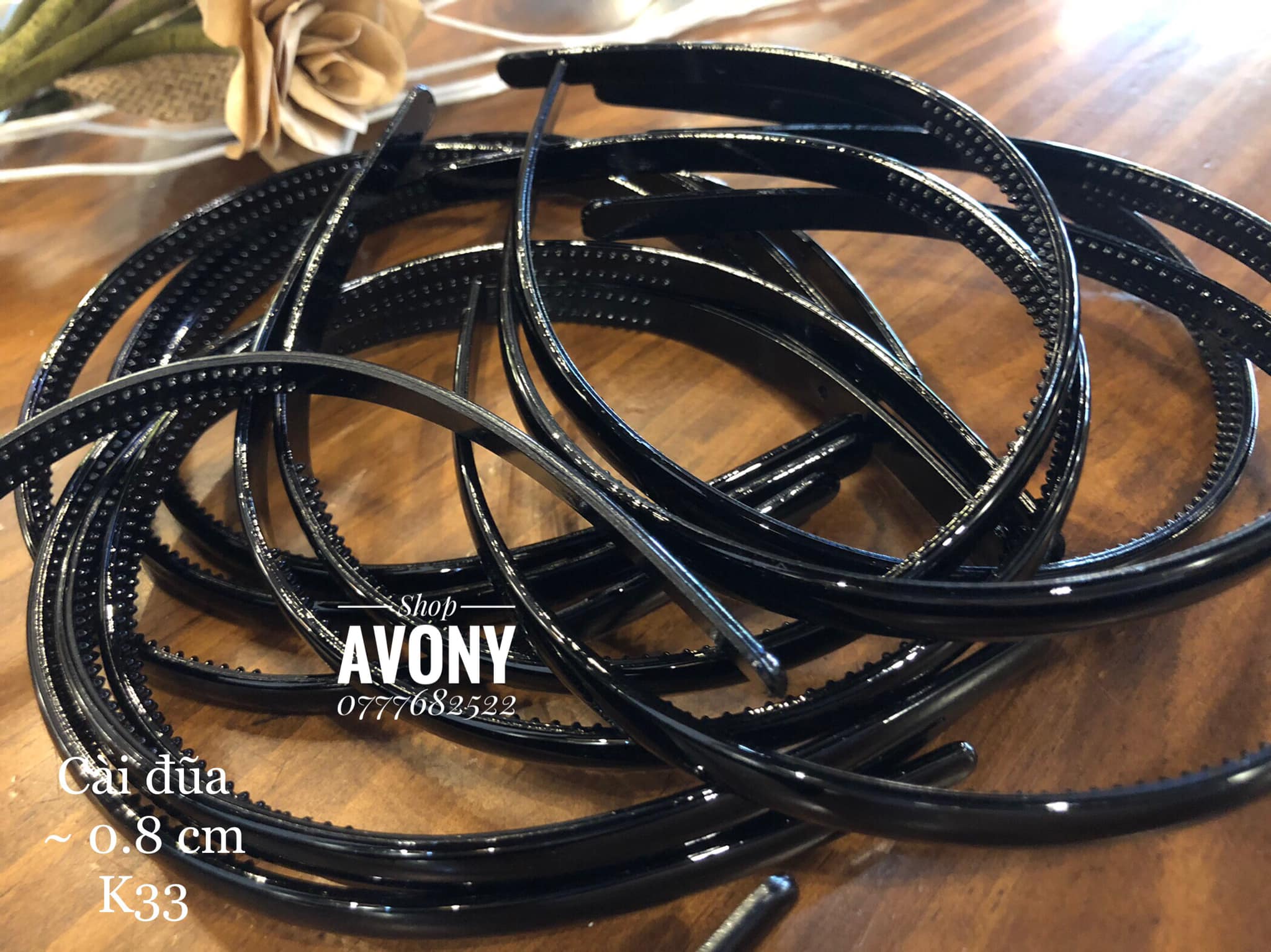 Combo 2 cài tóc - bờm tóc nhựa đen bóng size đũa hàng vn