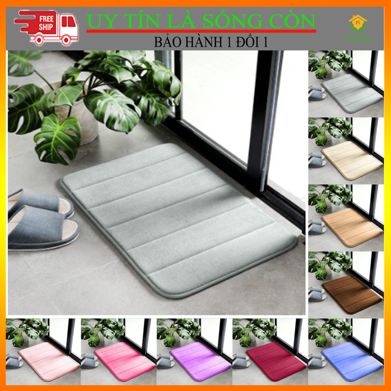 [HÚT NƯỚC - CHỐNG TRƠN TRƯỢT] Thảm chùi chân PiHouse nỉ nhung, thảm chân, thảm lau chân, thảm nhà tắm, thảm bếp, thảm trải sàn tiện lợi phải chăng