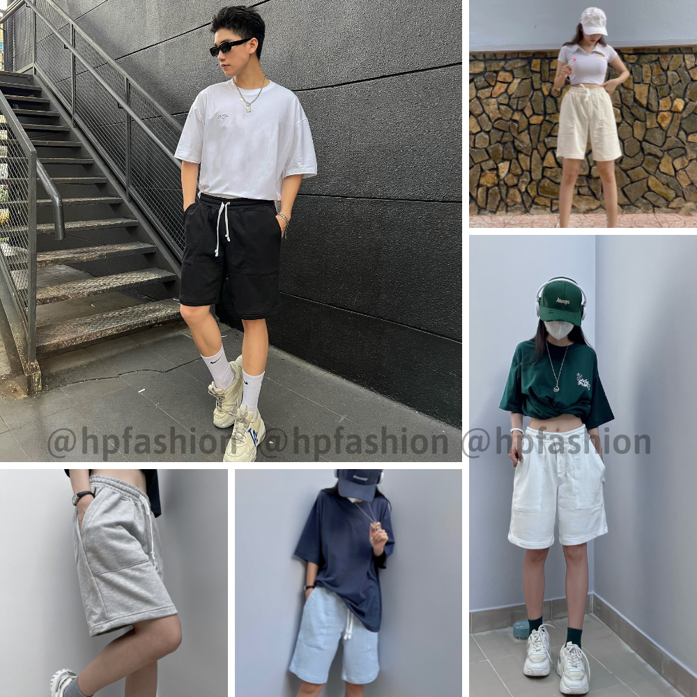 Quần đùi trơn chất nỉ chân cua ❤️ Quân short form unisex nam nữ