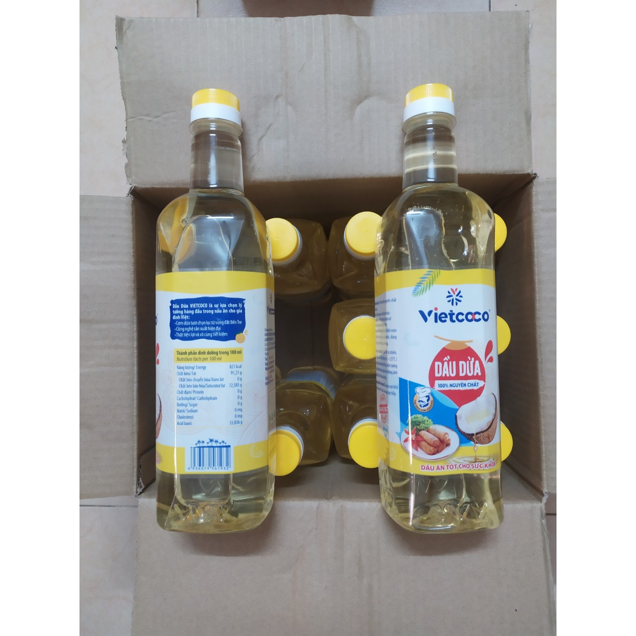 Combo 6 Chai Dầu Dừa Tinh Luyện VietCoCo Chai 1 Lít_ Dùng Nấu Ăn