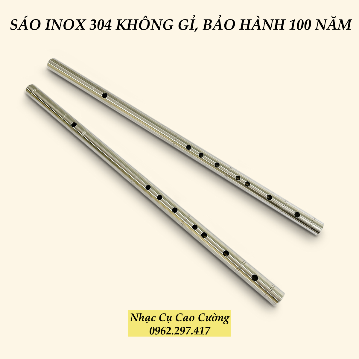 Sáo Inox Cao Cấp Tone A4 Âm Chuẩn Nhạc Cụ Cao Cường
