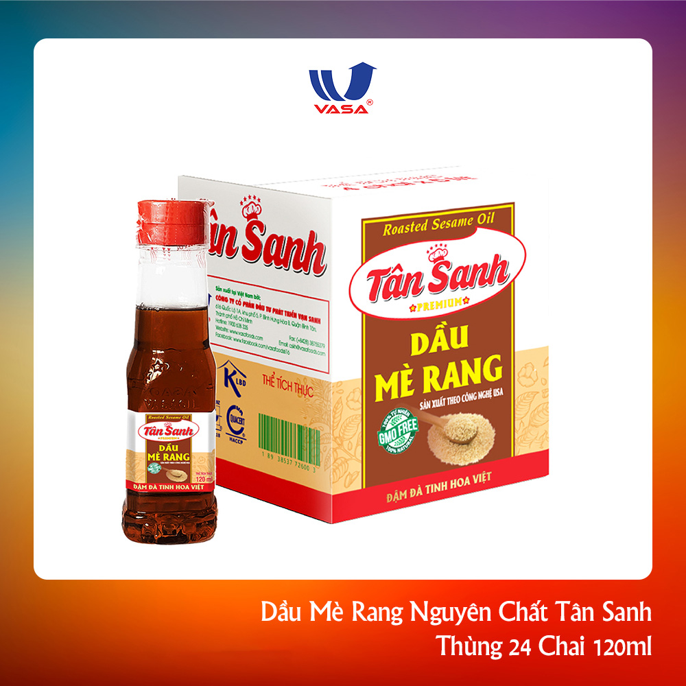 Thùng 24 Chai Dầu Mè Rang Tân Sanh 120 ml
