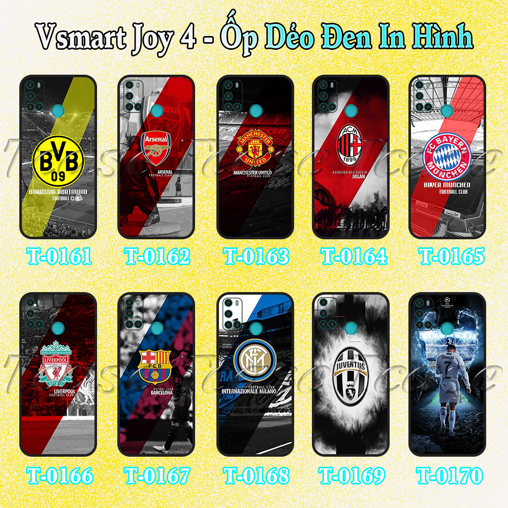 [HCM]Ốp lưng Vsmart Joy 4 - Ốp dẻo đen in hình BST Câu lạc bộ bóng đá
