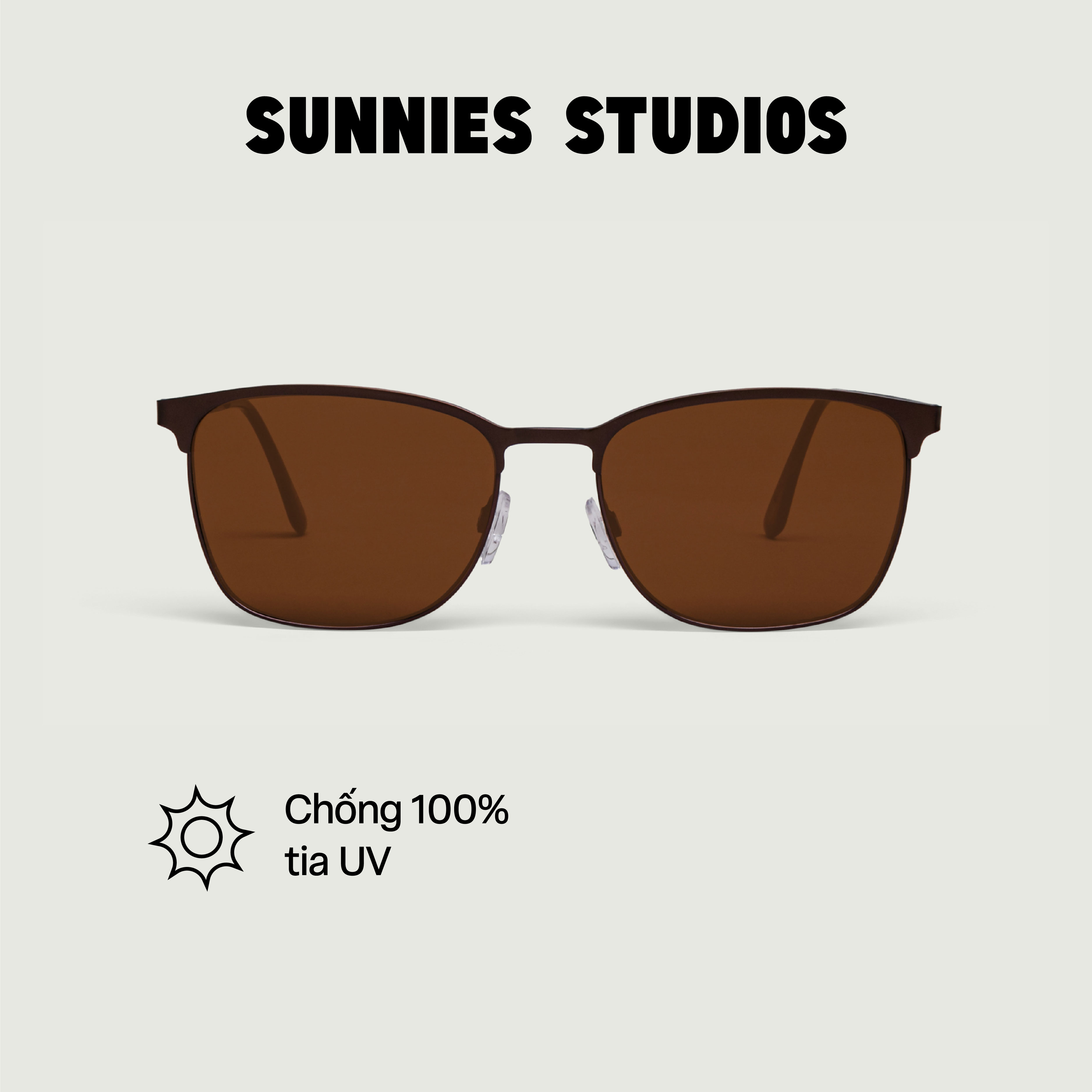 Kính mát Sunnies Studios Gọng Vuông Tate in Sepia
