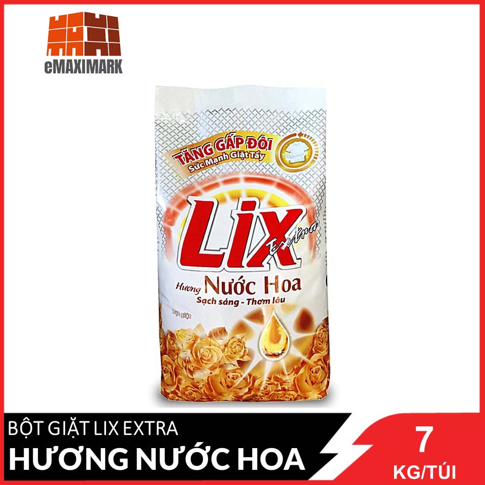 Bột giặt lix extra hương nước hoa tăng gấp đôi sức mạnh giặt tẩy túi 7kg