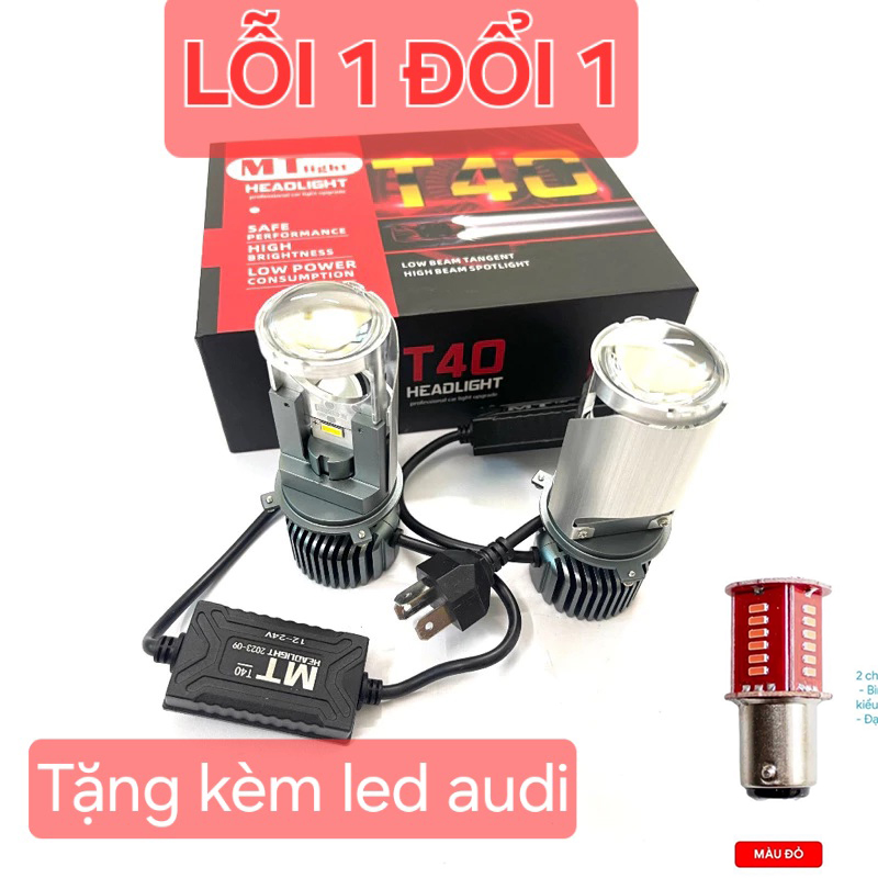 Pha led bi cầu mini T40- 60W bản nâng cấp, mẫu mới nhất 2023 chân H4 (giá 1 bóng)