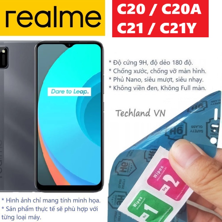 Cường Lực Phủ Nano Realme C20 / C20A / C21 / C21Y - Trong Suốt, Không Full Màn, Không Viền Đen