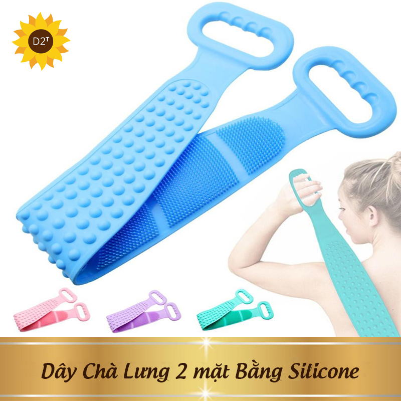 Dây Đai Chà Lưng 2 Mặt Đa Năng bằng silicone kỳ cọ massage tẩy da chết khi tắm, Dây chà lưng silicon tẩy tế bào chết, dây tắm chà lưng 2 mặt silicon