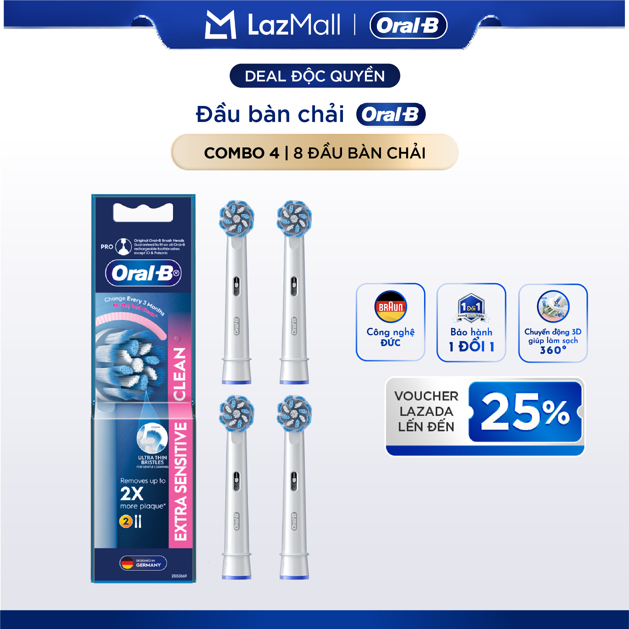 [Fast Shipping 2H-4H] Economical Combo Set of 8 Vitality Pro Deep Clean/Whitening/Sensitive Brush Heads