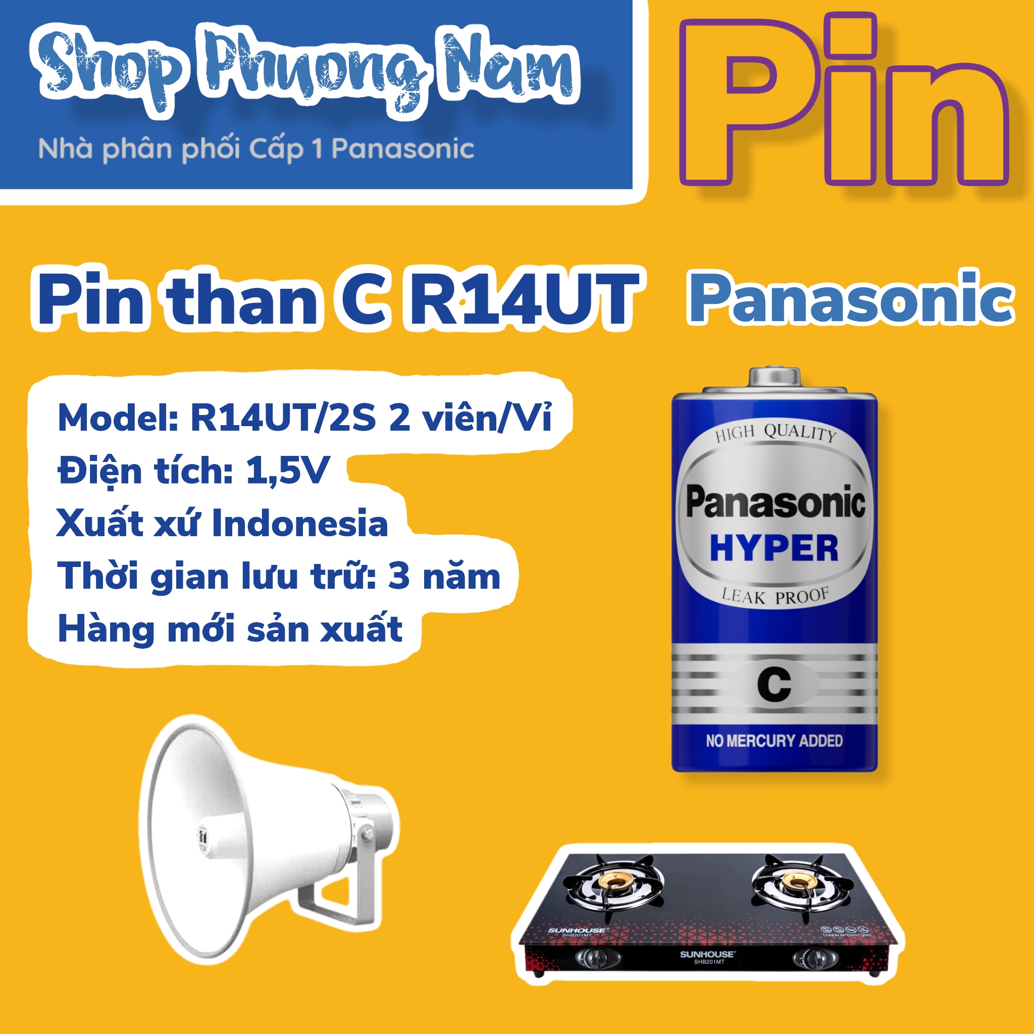Pin cỡ trung C Panasonic Hyper R14UT 1 vỉ 2 viên