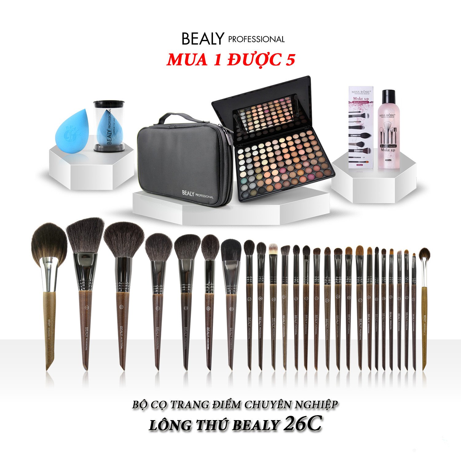 Bộ cọ lông thú chuyên nghiệp bealy 26c