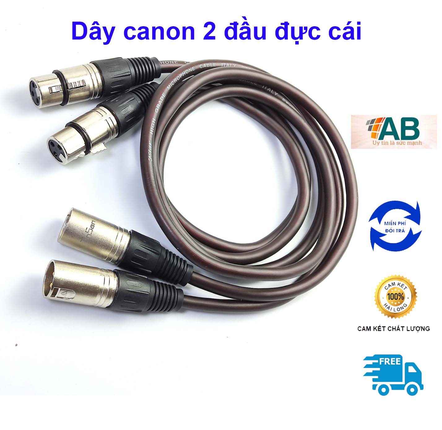 Cặp Dây micro 1Met canon đực cái chống nhiễu Jack chân đồng Dây dẫn Italy đồng nhuyễn kết nối âm thanh Micro mixer vang số...