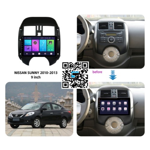 Mặt dưỡng xe nissan sunny 9inch 2009-2013 có jack nguồn .