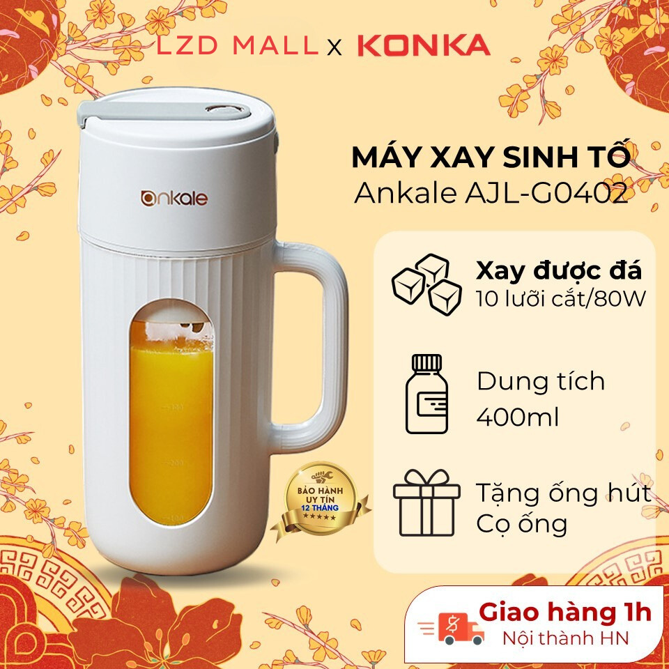 Máy xay sinh tố cầm tay mini 10 lưỡi Ankale 400ml, cốc xay trái cây đa năng 80w xay đá, thịt tỏi ớt và thức ăn dặm cho bé