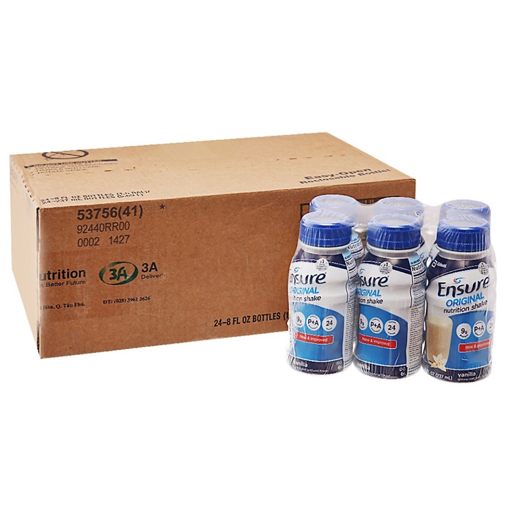 Thùng 24 chai sữa nước Ensure Abbott 237ml, sản phẩm tốt, chất lượng cao, cam kết như hình, độ bền cao, xin vui lòng inbox shop để được tư vấn thêm về thông tin